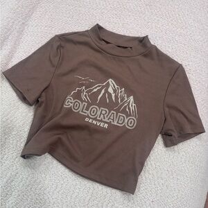 Brown Graphic Women’s Cropped T-Shirt